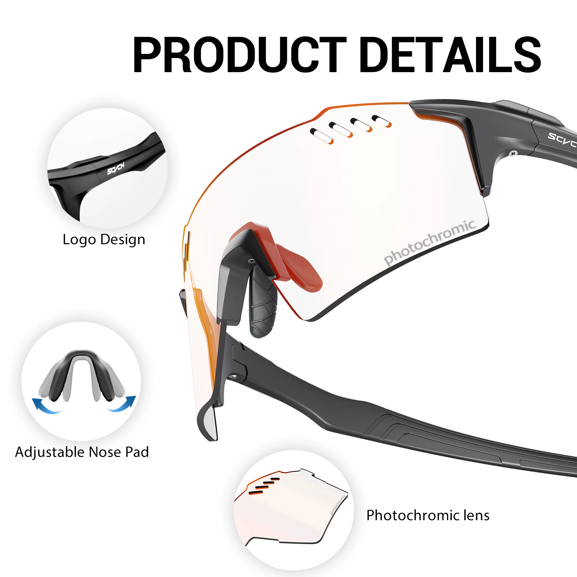 SCVCN lunettes de cyclisme photochromiques UV400