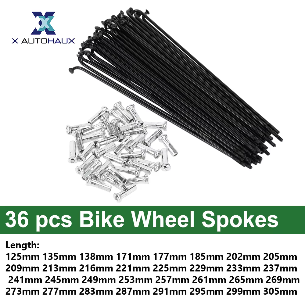 X Autohaux-Rayons de roue de vélo en acier au carbone noir