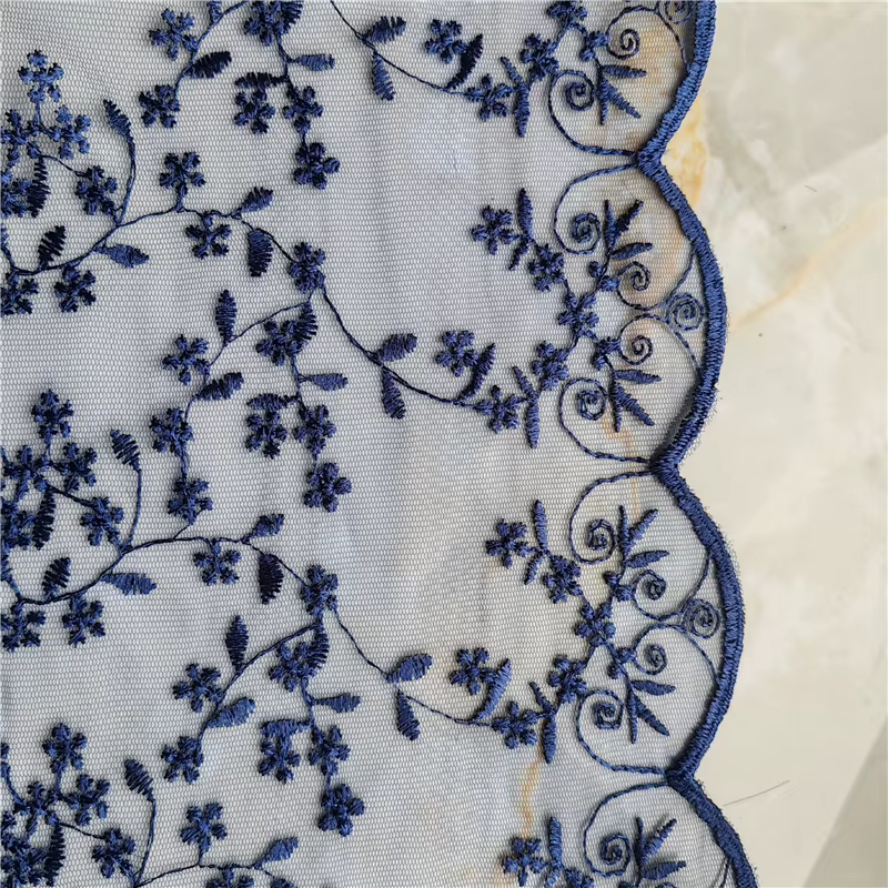 Manille à fleurs brodées bleu marine pour femmes, couvre-tête, motif Floral infini, chapelle en Tulle, cadeau catholique, Vintage, masse espagnole