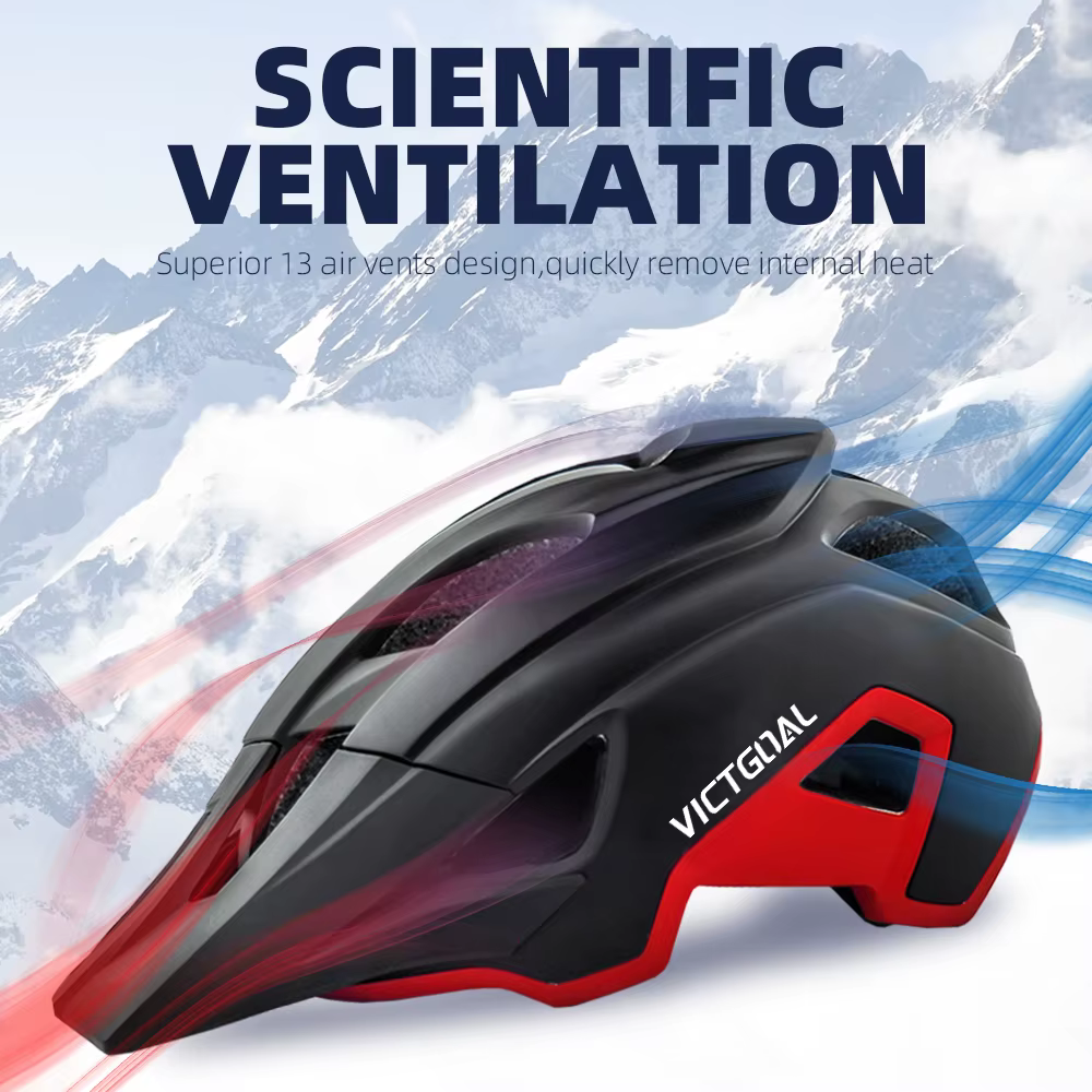 VICTGOAL casque de vélo avec lunettes de soleil visière feu arrière LED
