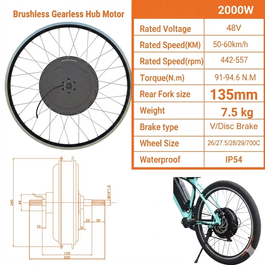 Kit de conversion de vélo électrique avec batterie au lithium IER 24AH