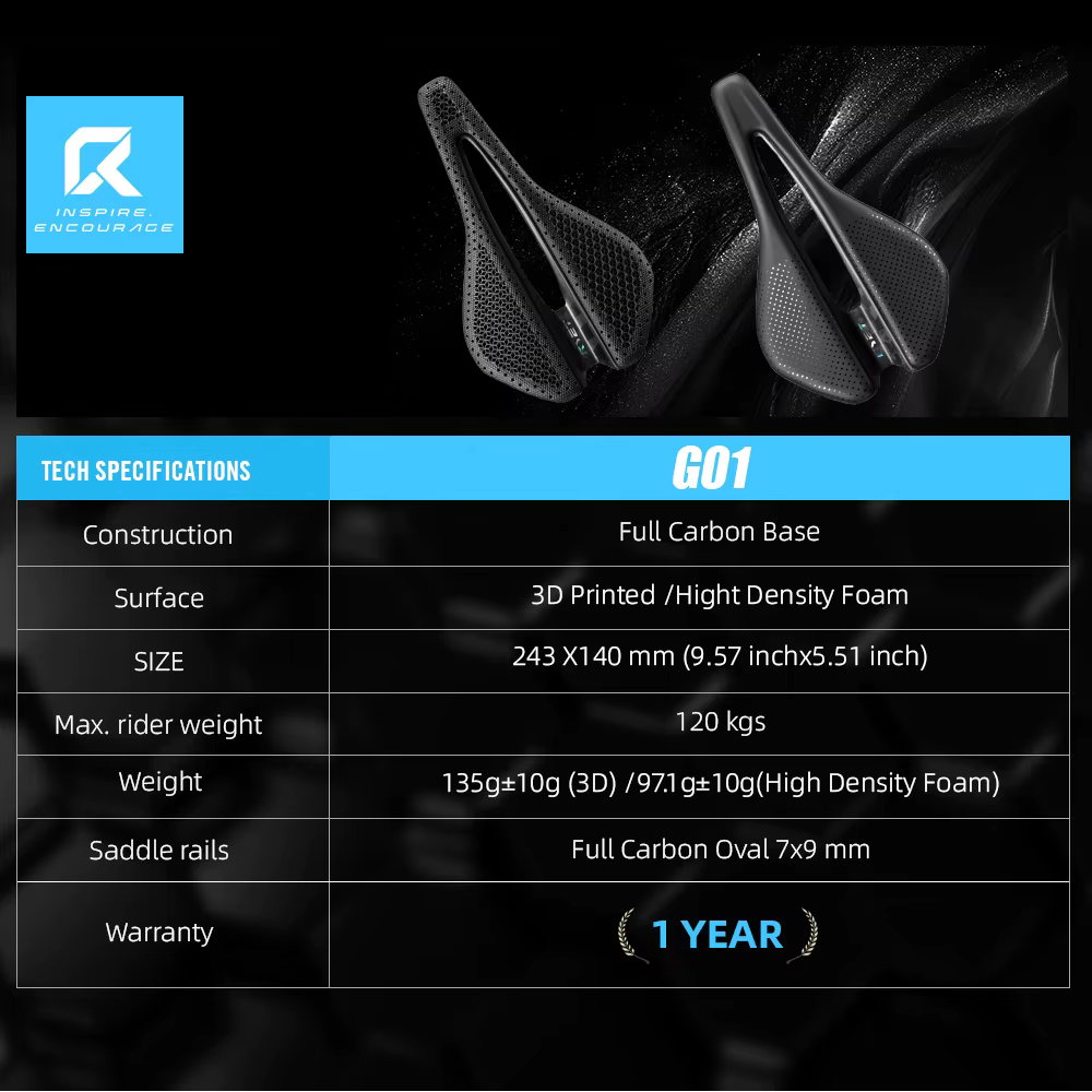 Selle de vélo RYET entièrement en carbone