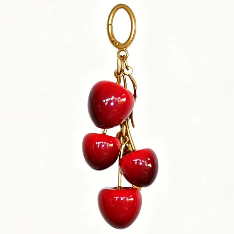 Breloques de sac de luxe en cerise, accessoires de haute qualité pour porte-clés décoratifs