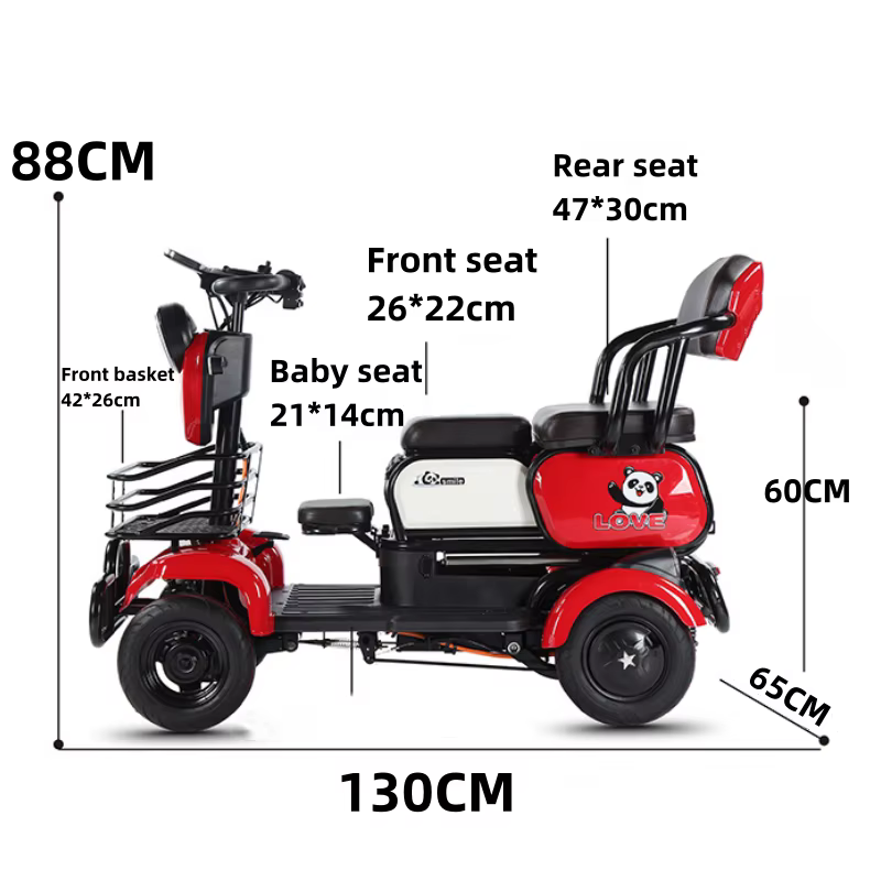 Famille 4 roues Scooter électrique aîné avec siège enfant pliable 800W