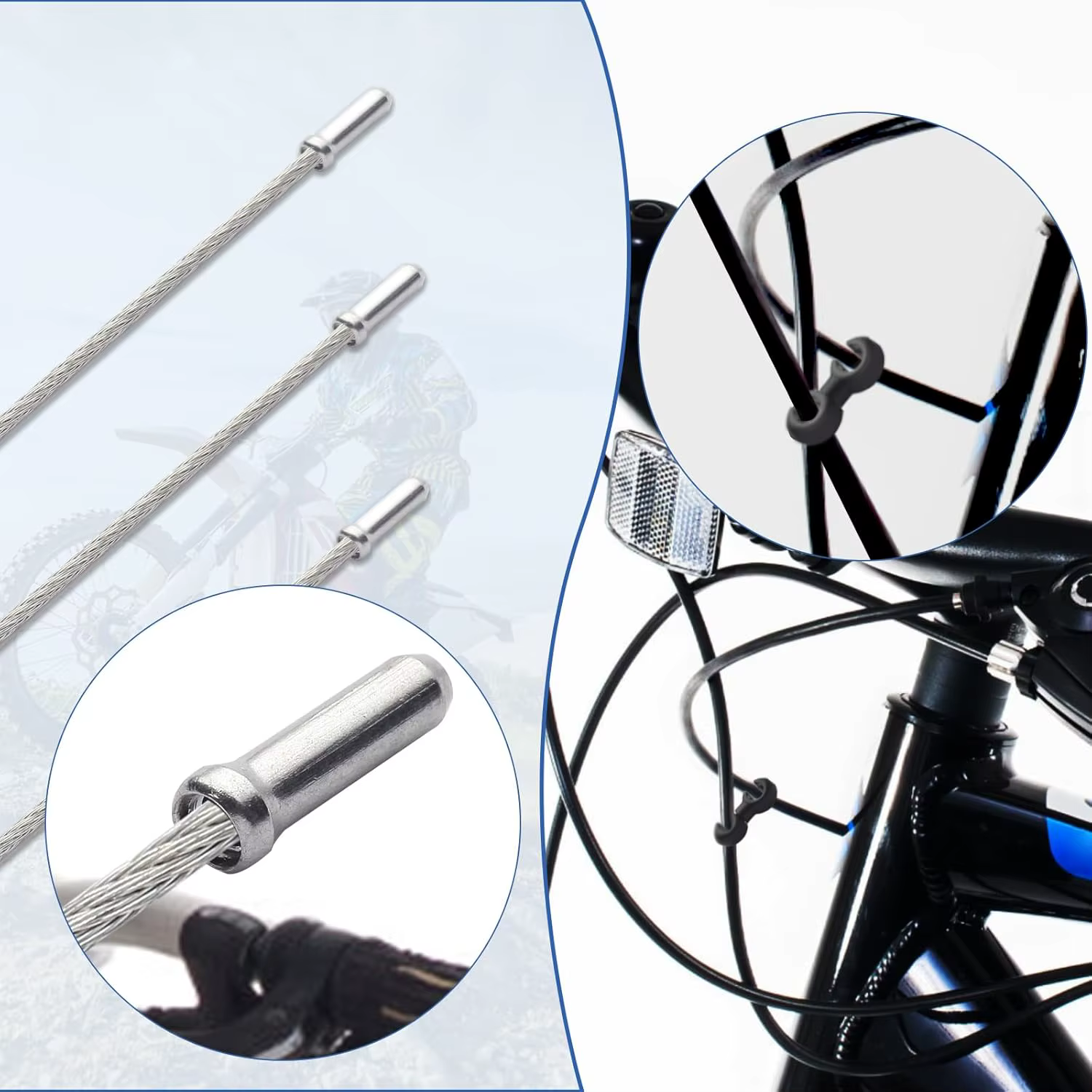 Lot de 50 embouts de câble de vélo avec clips rotatifs pour câbles de frein VTT pour un cyclisme fluide et des performances améliorées