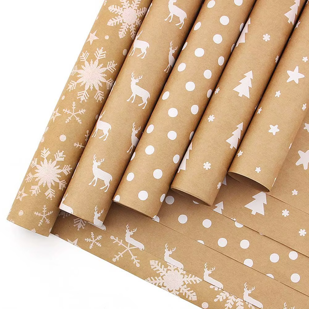 DIY 44x100cm Papier d'emballage de Noël et du Nouvel An avec motifs flocons de neige, fournitures de fête, scrapbooking, emballage cadeau