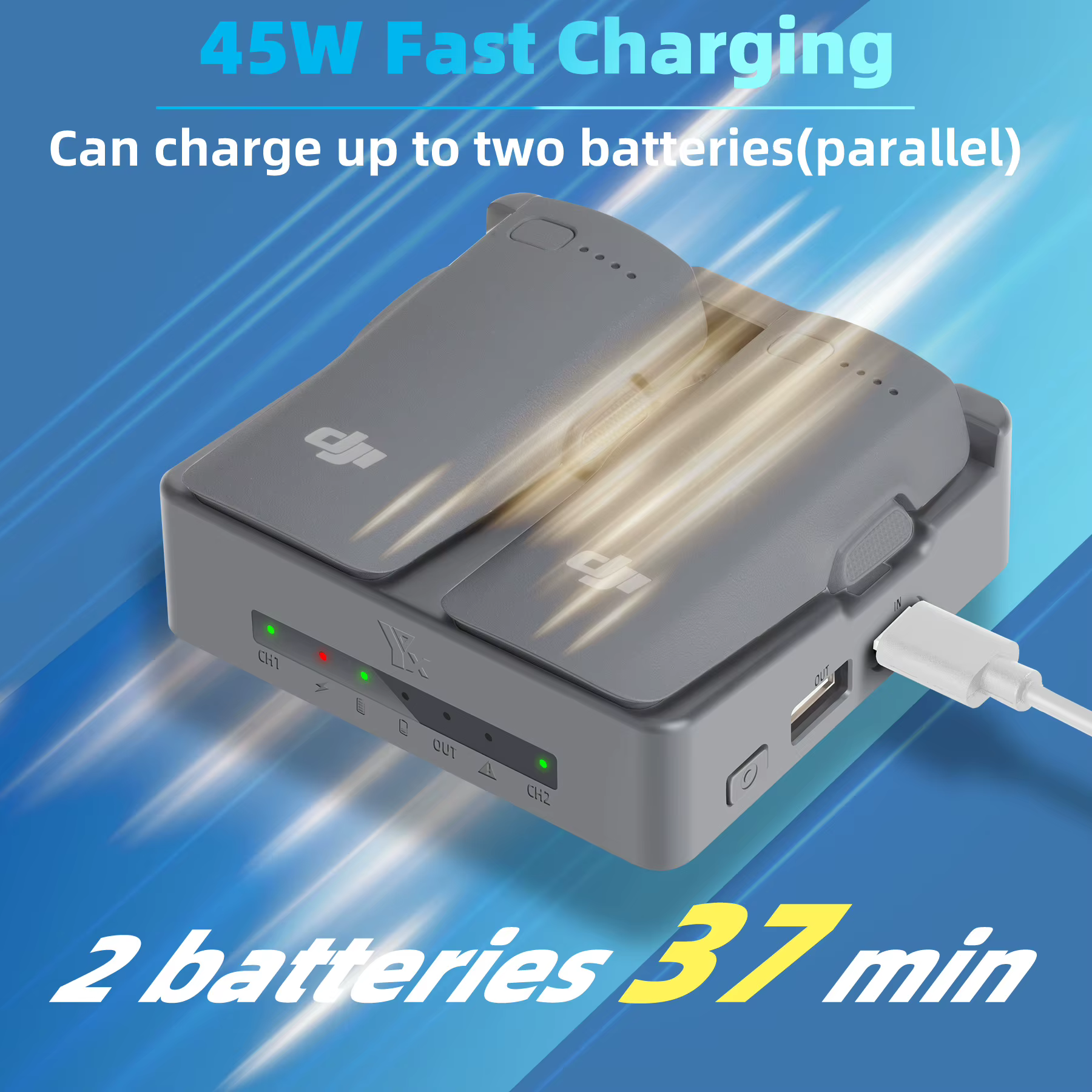 Pour DJI Neo 2 Drone batterie deux voies Hub de charge LED chargeur rapide batterie externe Portable pour DJI Neo 2 accessoires