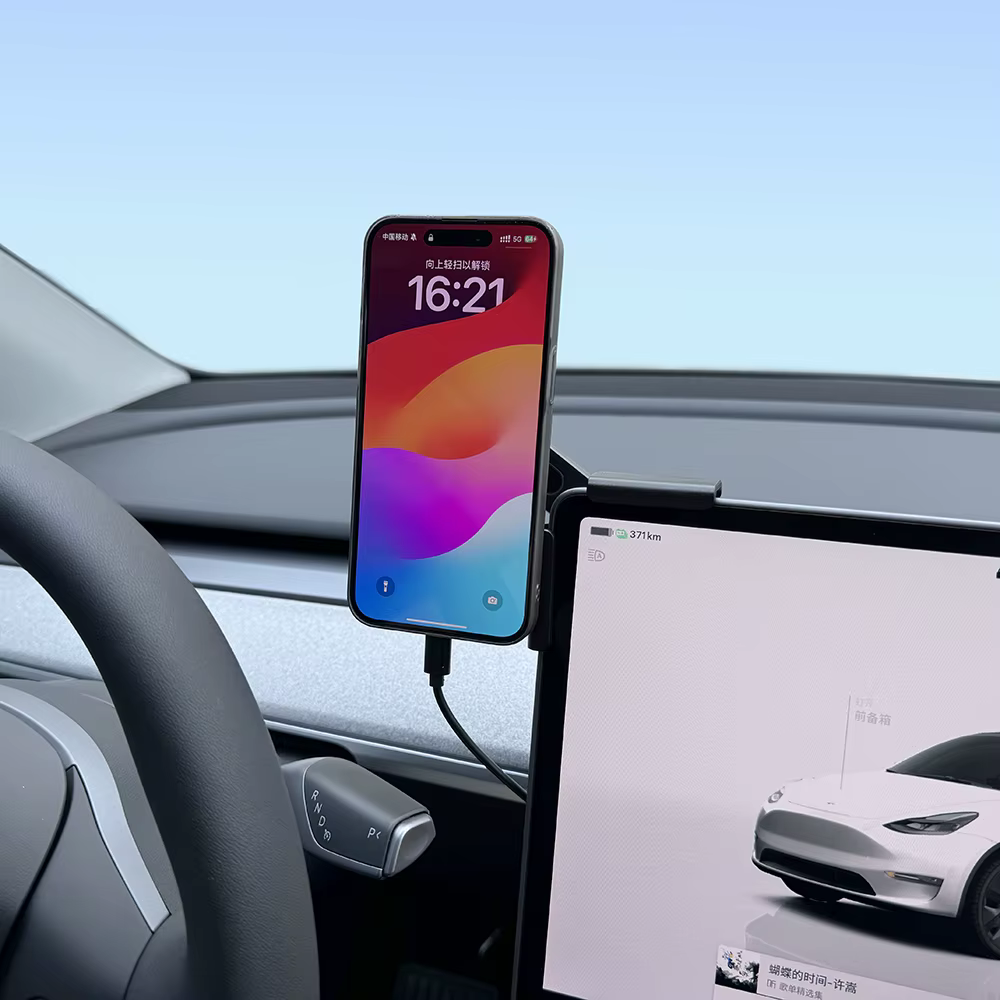 Support de téléphone pour voiture avec chargeur sans fil magnétique Qi2.2 15W et 25W compatible MagSafe pour Tesla Model Y 3 JUNIPER 2026