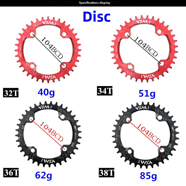 Vélo 104BCD VTT elliptique 32T 34T 36T 38T modifié plus et moins dents disque à dent unique accessoires