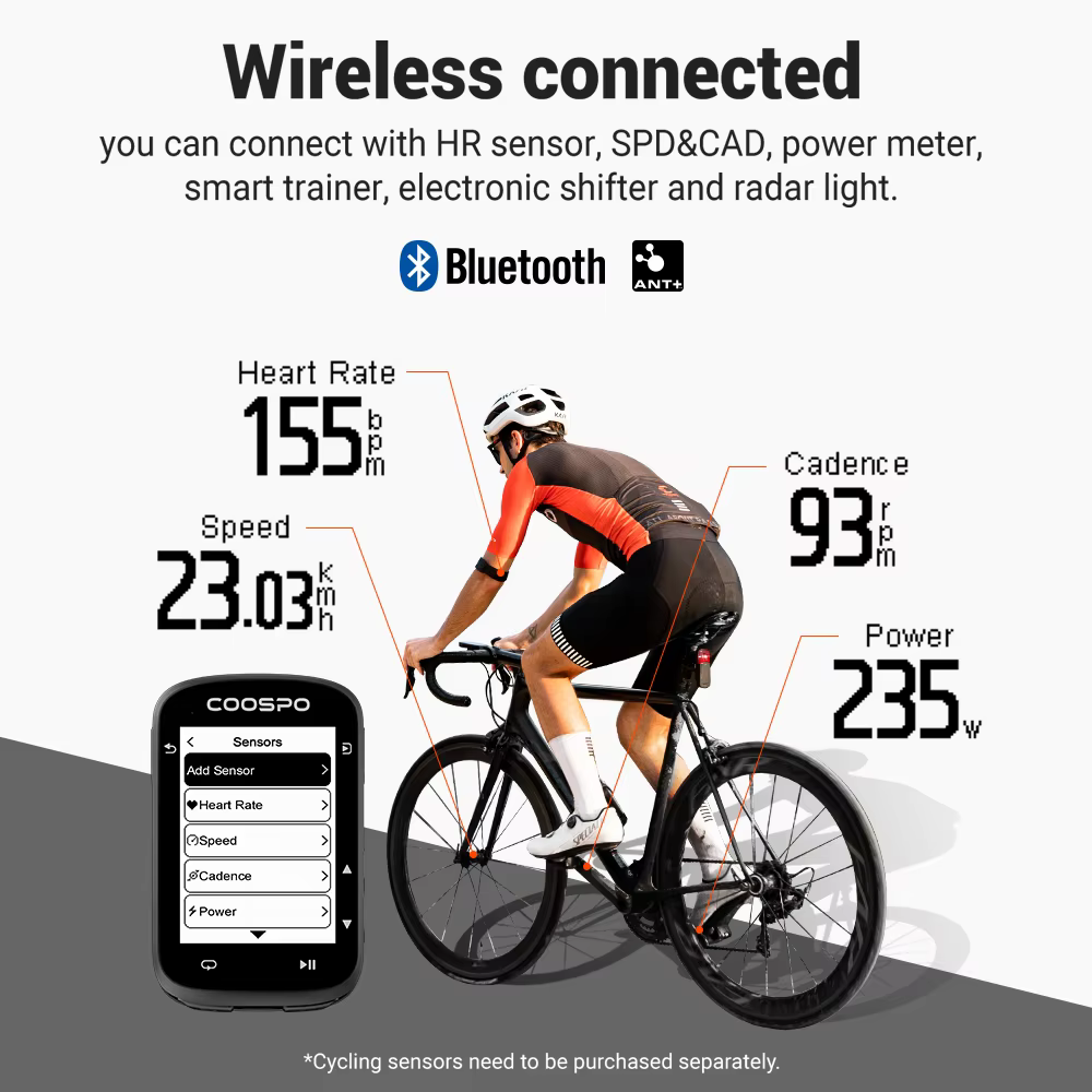 COOSPO CS500 Route Navigation vélo ordinateur GPS cyclisme odomètre sans fil
