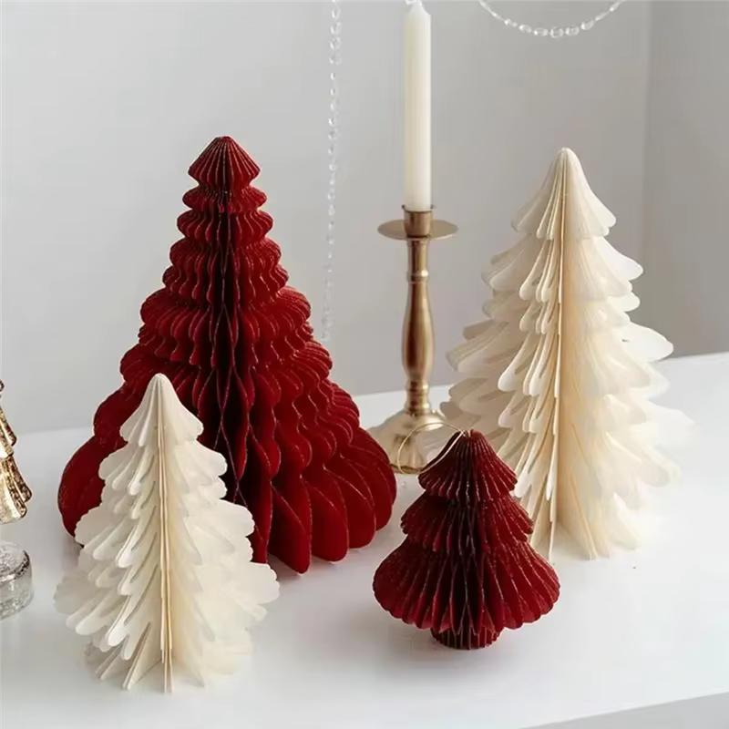 ABKJ-Mini arbre de noël 3D papier décoration noël Photo accessoires décoration nouvel an décor à la maison