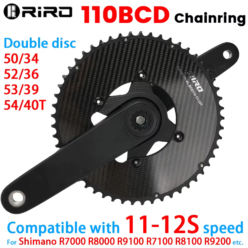 Plateau de pédalier de vélo de route RIRO 110 BCD 50/34 52/36 53/39 54/40T 11/12 vitesses pour Shimano R7000 R8000 R9100 R7100 R8100 R9200