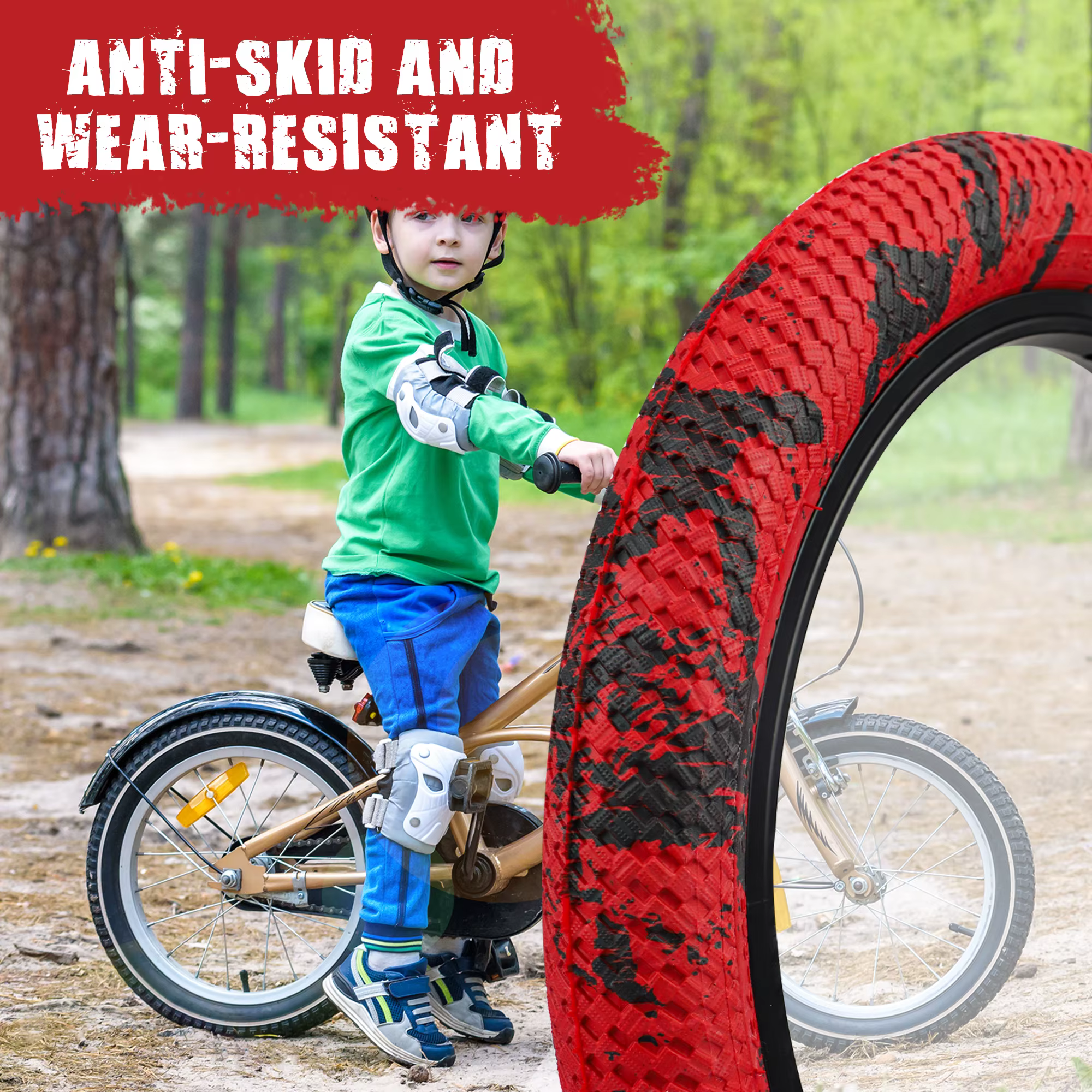 Pneus de vélo ZUKKA 2 pièces 16x2.1 avec chambres à air et leviers - Motif antidérapant unique pour vélos enfant BMX VTT 16 pouces
