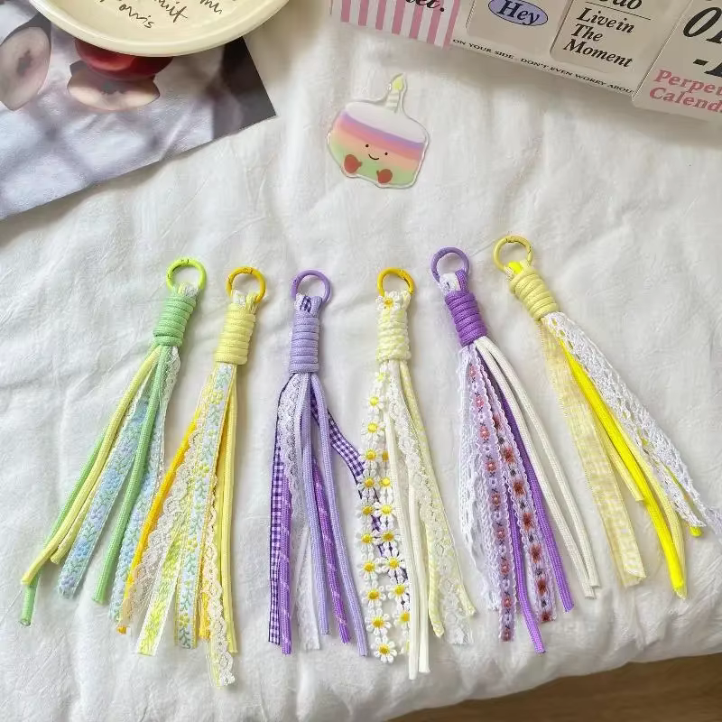 Porte-clés en dentelle, corde tressée, pendentif à breloque, mode Simple, sac assorti, décoration, accessoires bijoux