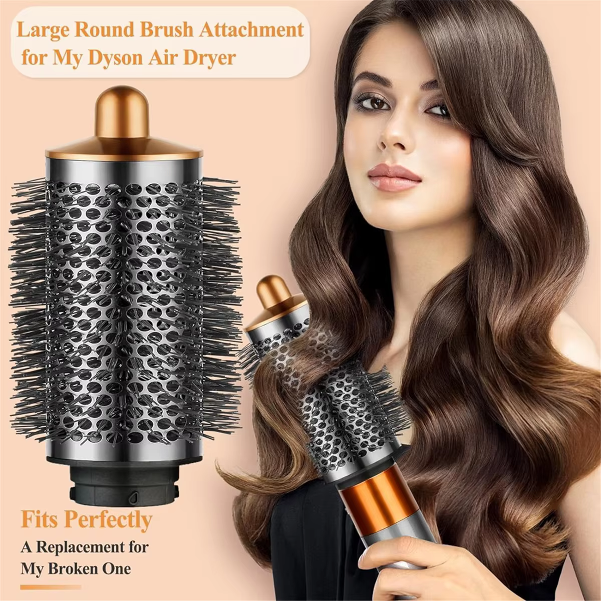 Grande brosse volumisante ronde pour accessoires Dyson Airwrap, brosse ronde narplus grande, pelucheuse et volumisante pour coiffer A