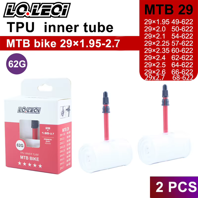 LQ.LEQI VTT 29 26 27.5 chambre à air de vélo caméra ultralégère TPU 29x1.95 2.0 2.1 2.2 2.3 2.4 2.5 2. 6 pneus
