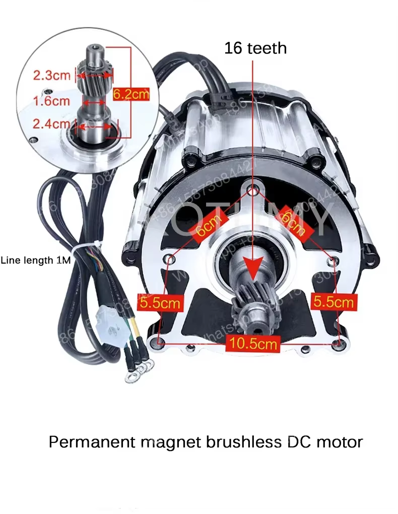 Tricycle électrique 1500w 1800w 48v 60v 72v 3200rpm 3900rpm Moteur différentiel sans balais haute vitesse