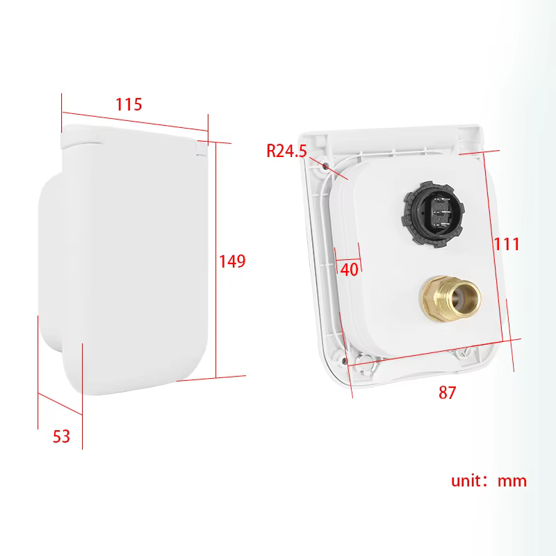 TYCRUCTWIsolliciter-Sortie d'Eau Externe/Port de Remplissage, Accessoires de Caravanes, RV, Raccordement d'Eau Douce, Filtre de Trappe, Couvercle Verrouillable