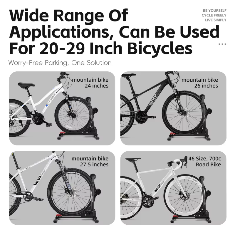 WEST BIKING – Support de stationnement de vélo 3 en 1, Support de réparation pliable en acier au carbone, rangement intérieur, Support de vélo de route et vtt, affichage au sol