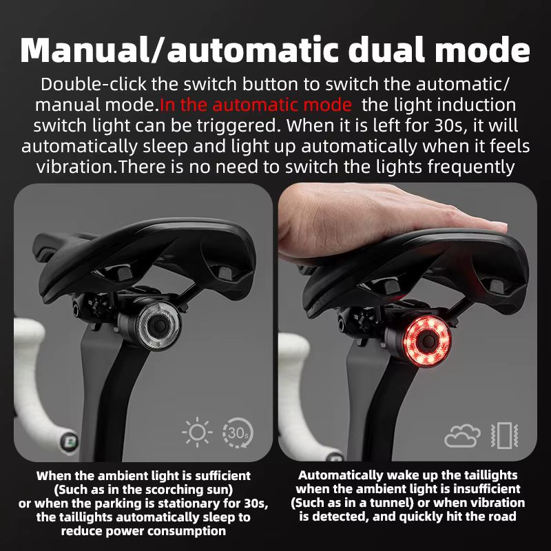 ROCKBROS feu arrière de vélo détection de freinage intelligente feu