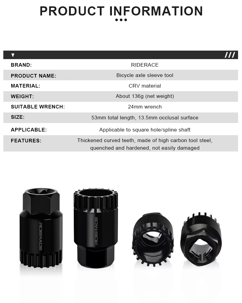 RIDERACE dissolvant de pédalier de vélo CR-V 20 dents BB clé à manchon de retrait clé