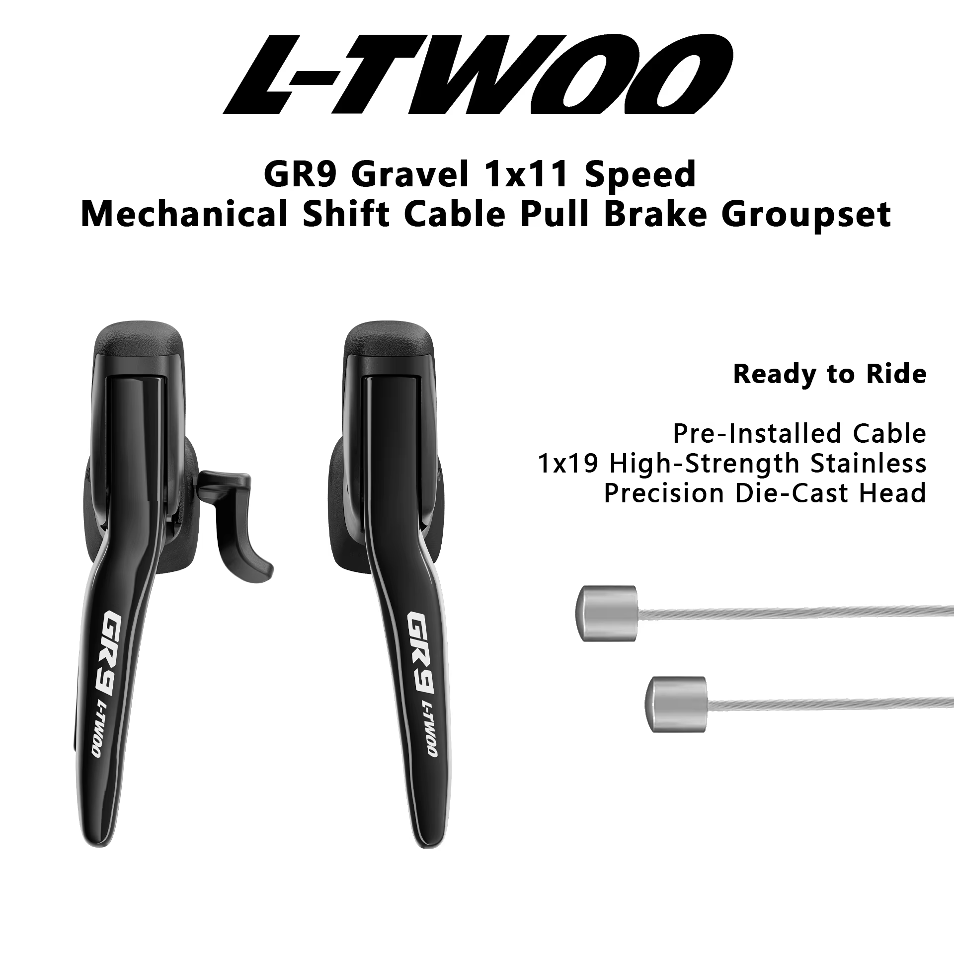 Kit de transmission LTWOO GR9 pour vélo de gravier 1x11 vitesses avec levier de commande mécanique double et dérailleur