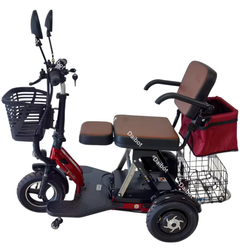 Famille Parents enfant Scooter électrique 2 sièges 3 roues personnes âgées 700W Anti rouleau nouveau Tricycle