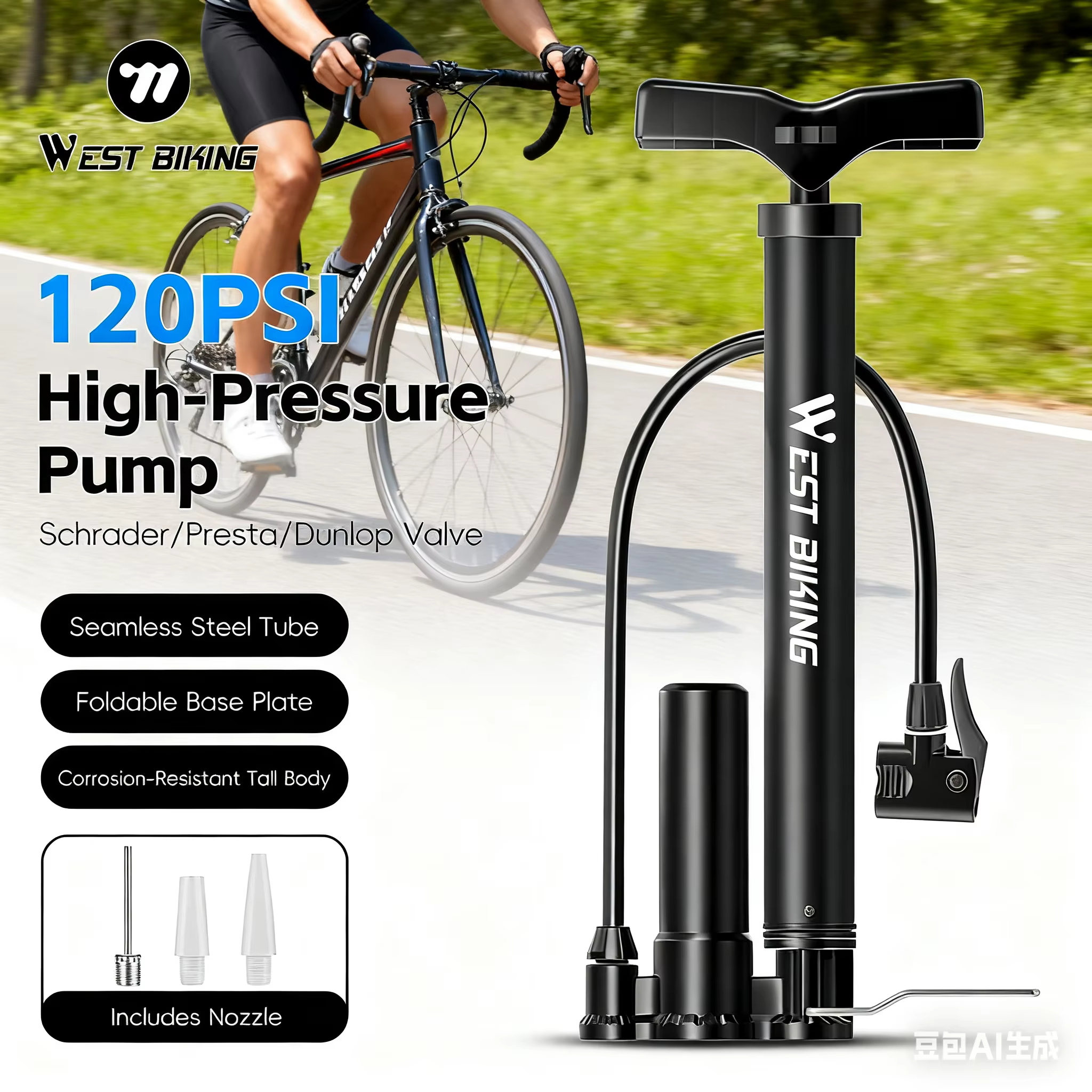 WEST BIKING – pompe à vélo Portable 120 PSI