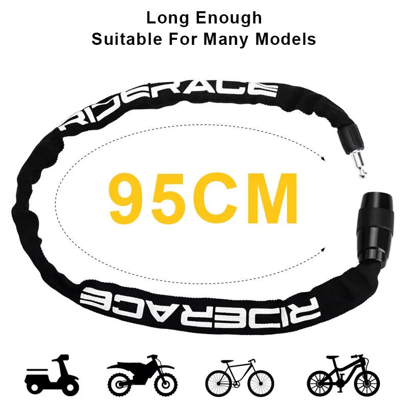 RIDERACE Verrou de Chaîne De Vélo Portable Anti-vol Haute Sécurité VTT Vtt