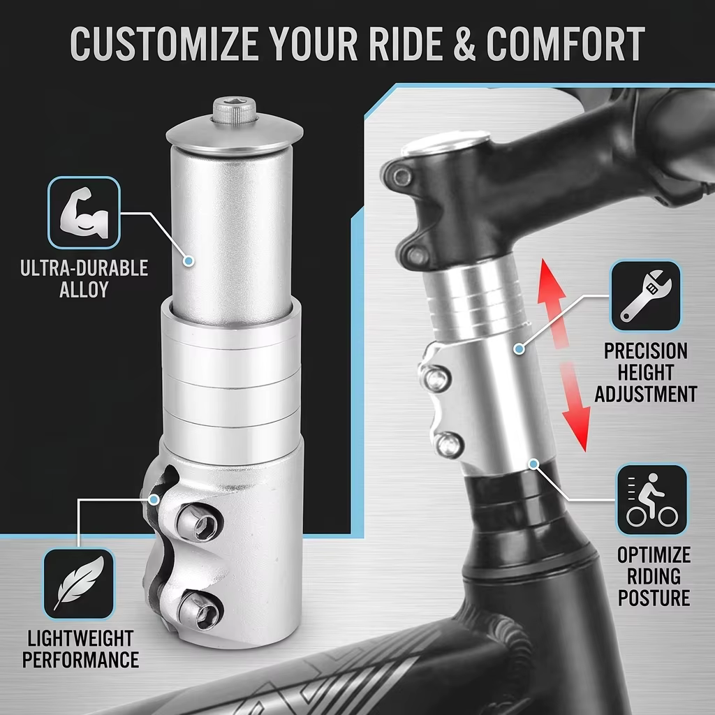 Extension de tige de vélo de montagne en alliage d'aluminium, nouvelle haute qualité, facile à utiliser, support de tige de guidon réglable et Durable pour vélos