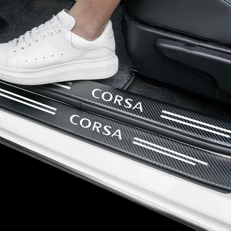 Protection de seuil de porte de voiture tendance, couvre-pédale de bienvenue, bande anti-salissure et anti-rayures pour accessoires Opel Corsa
