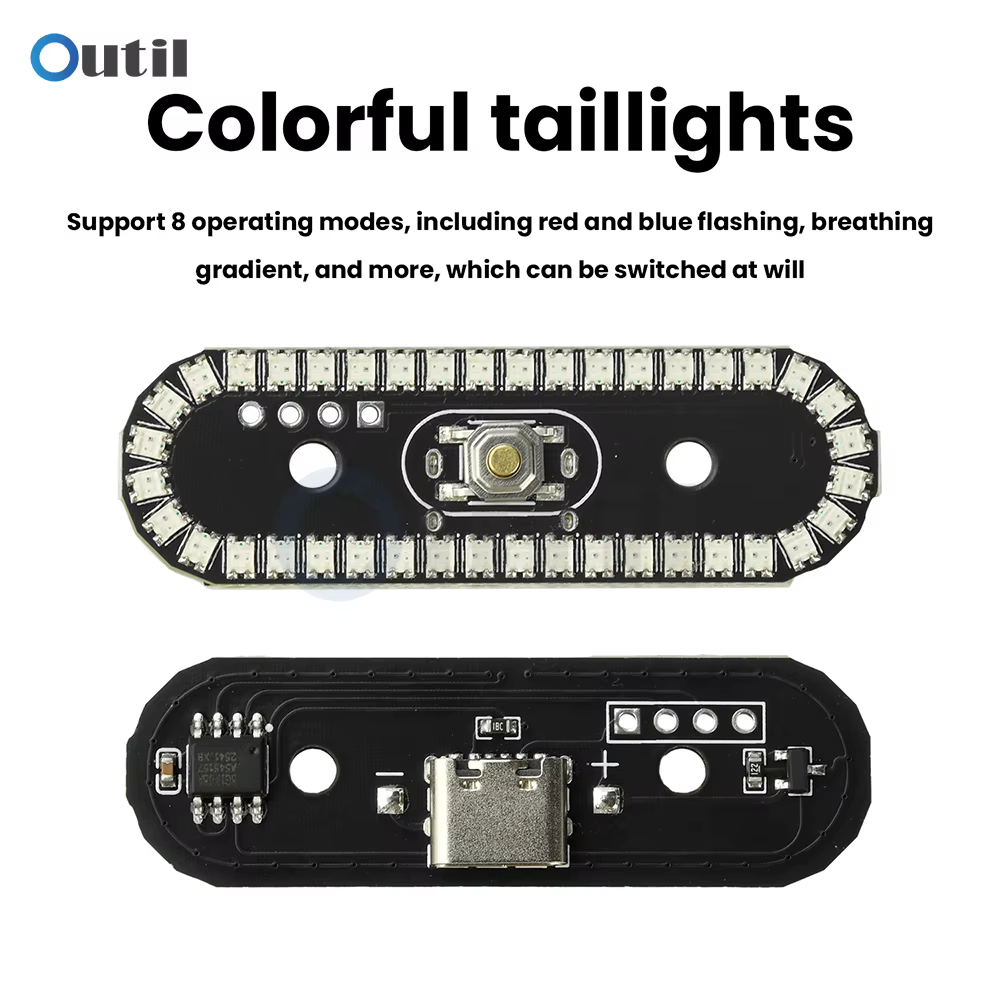 Feu arrière LED sans fil 8 modes, multicolore, à dégradé lumineux dynamique, clignotant et rotatif, pour véhicules RC, avions et drones