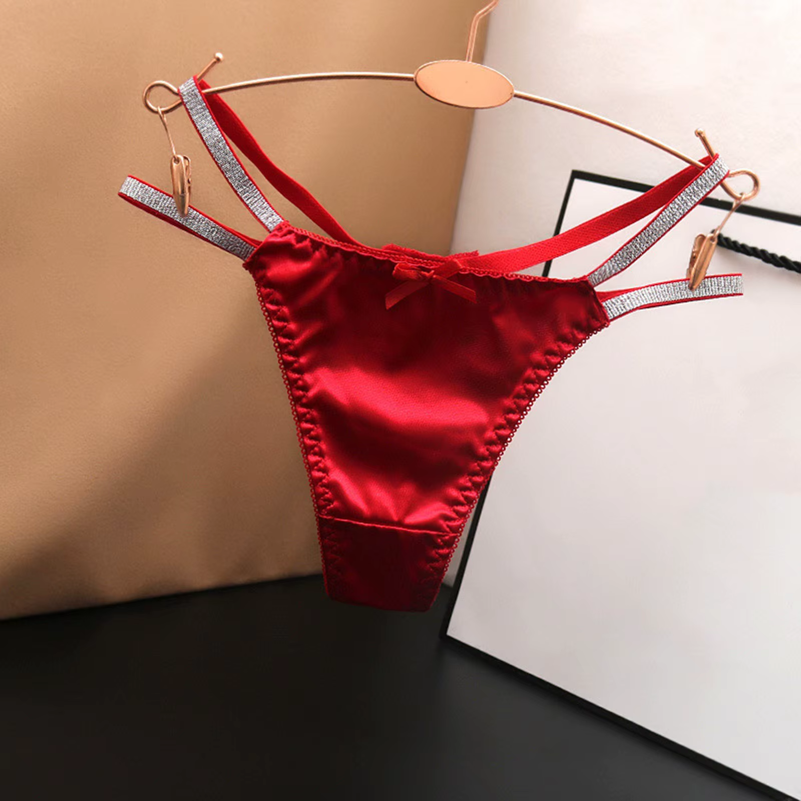 Femmes culottes taille basse slips en satin bretelles fines sous-vêtements de couleur unie Bragas Sexys dames Tanga t-back tongs стри ums жletiе