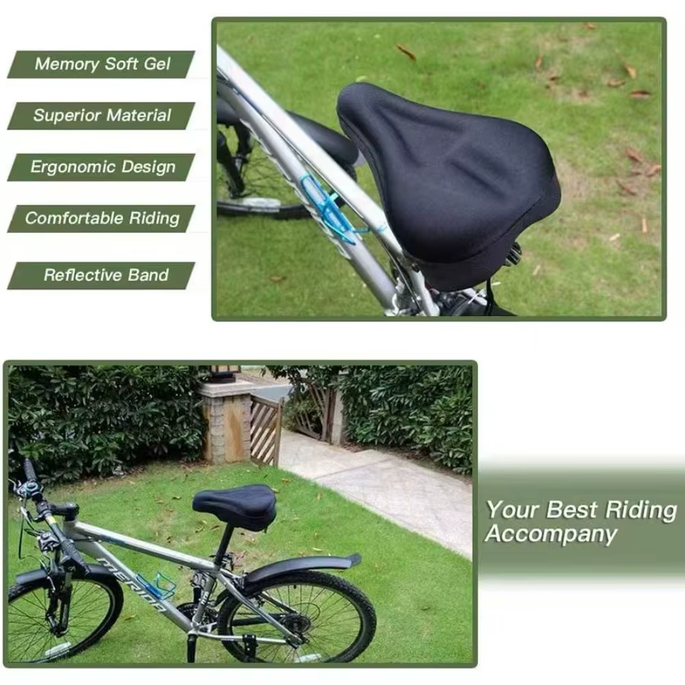 Housse de selle de vélo 3D rembourrée avec coussin en gel large et doux