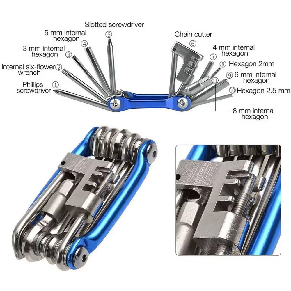 Kit d'outils de réparation de vélo 11 en 1