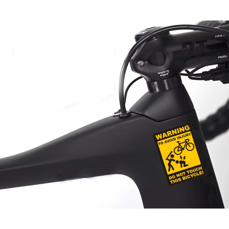 Autocollant de cadre de vélo de route avec signe d'avertissement