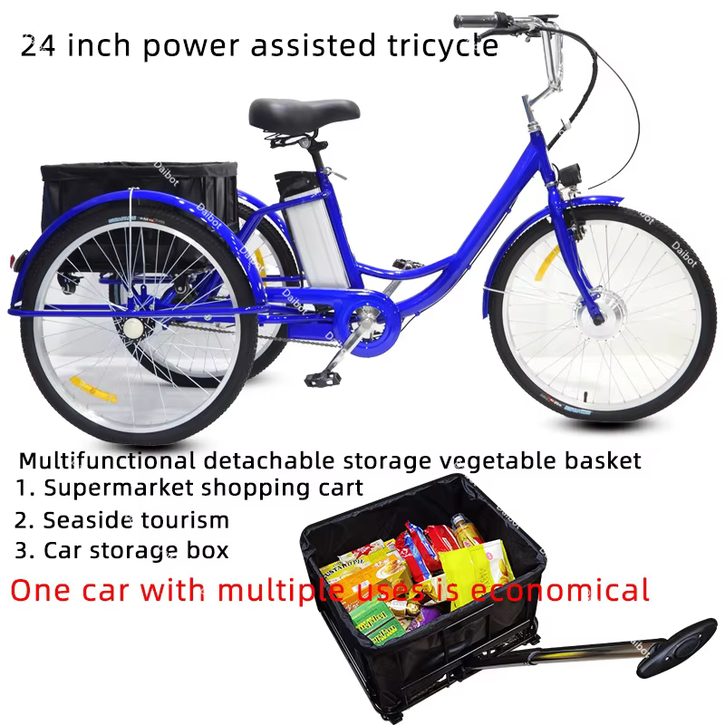 Vélo électrique Cargo à trois roues pour adulte avec panier 350W 36V