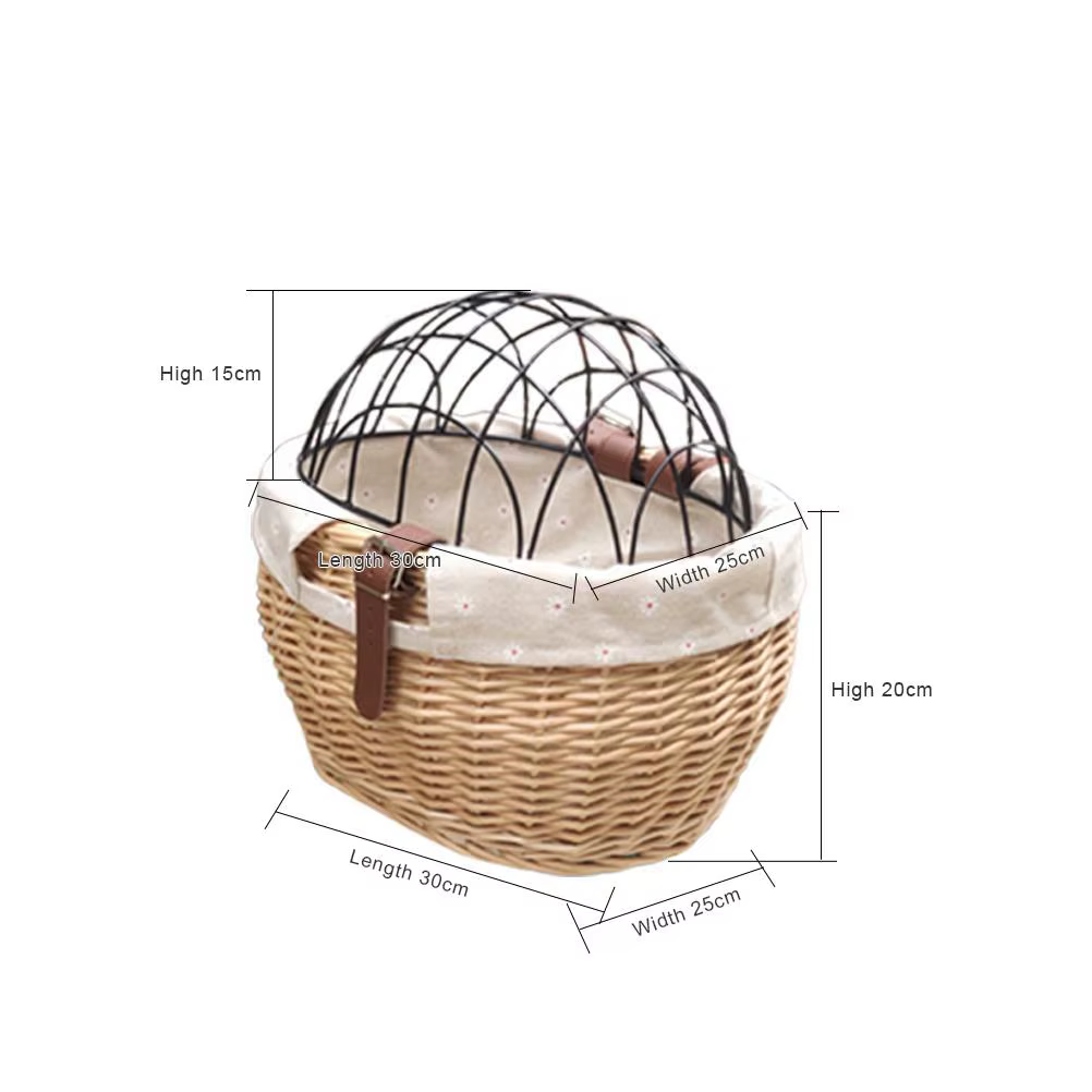 Panier de vélo en osier pour petits chiens et chats