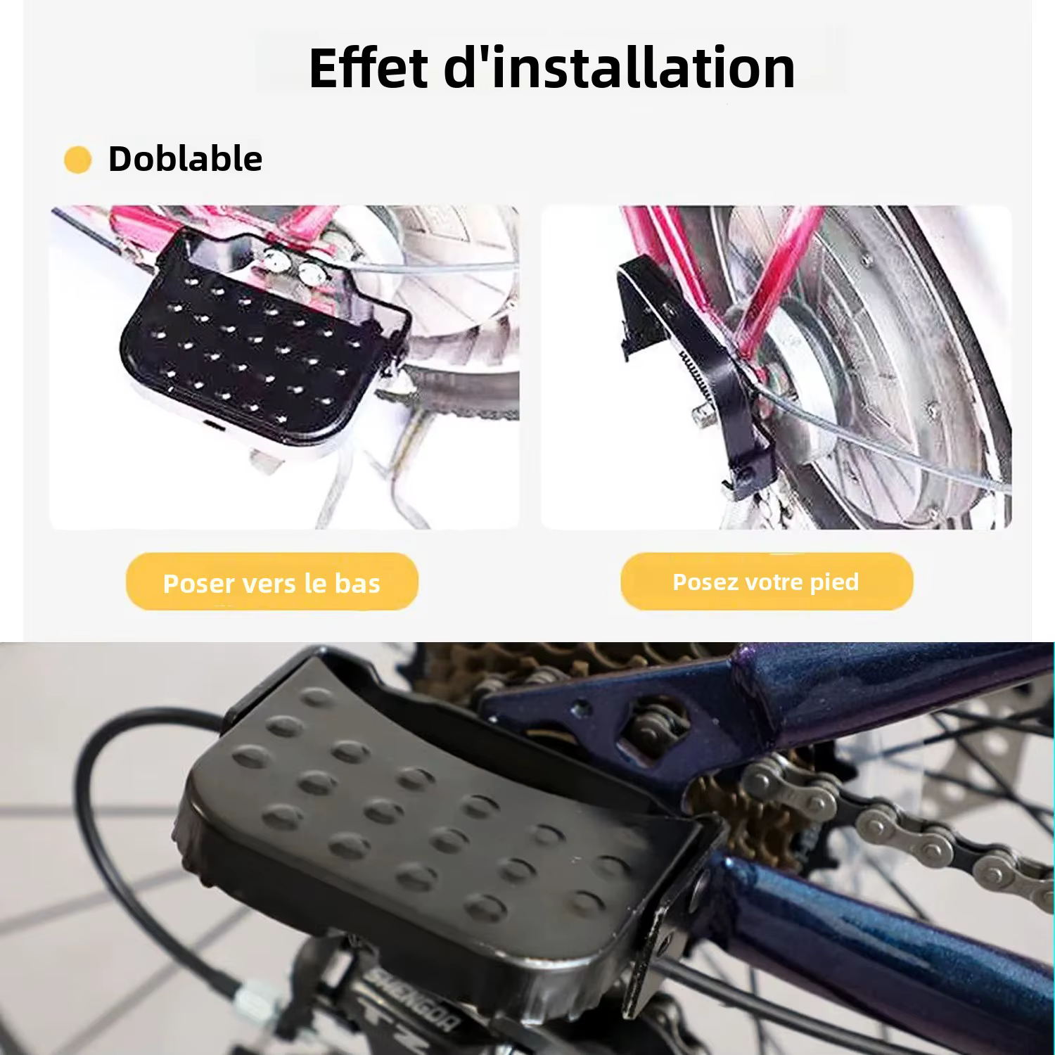 Repose-pieds pliant universel pour vélo électrique