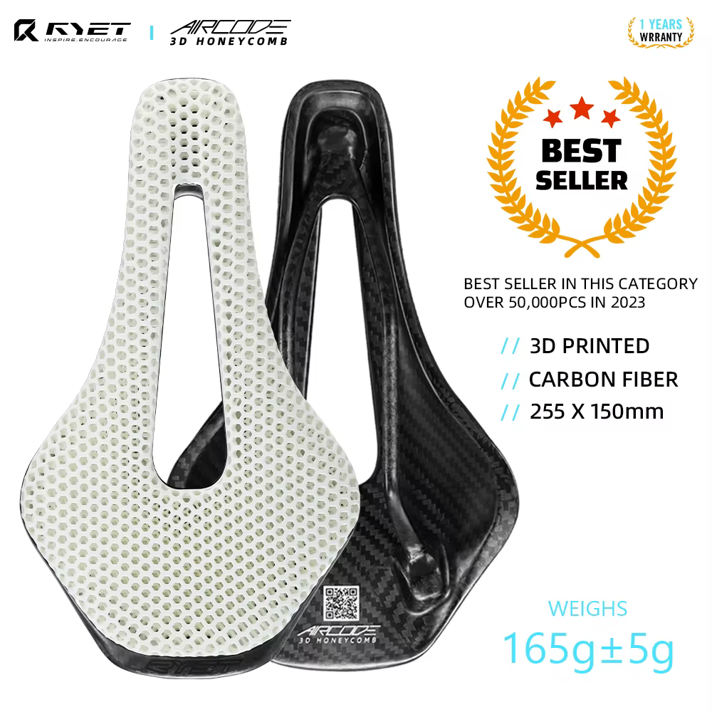 RYET selle entièrement en carbone imprimé 3D ultraléger creux confortable respirant vtt vélo de course sur route siège