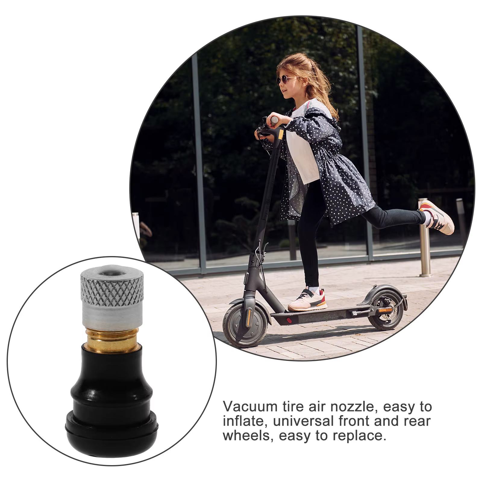Valve de pneu de trottinette électrique sans chambre à air