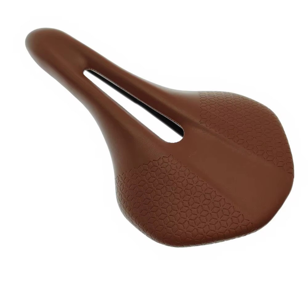 Selle de vélo en cuir marron creux