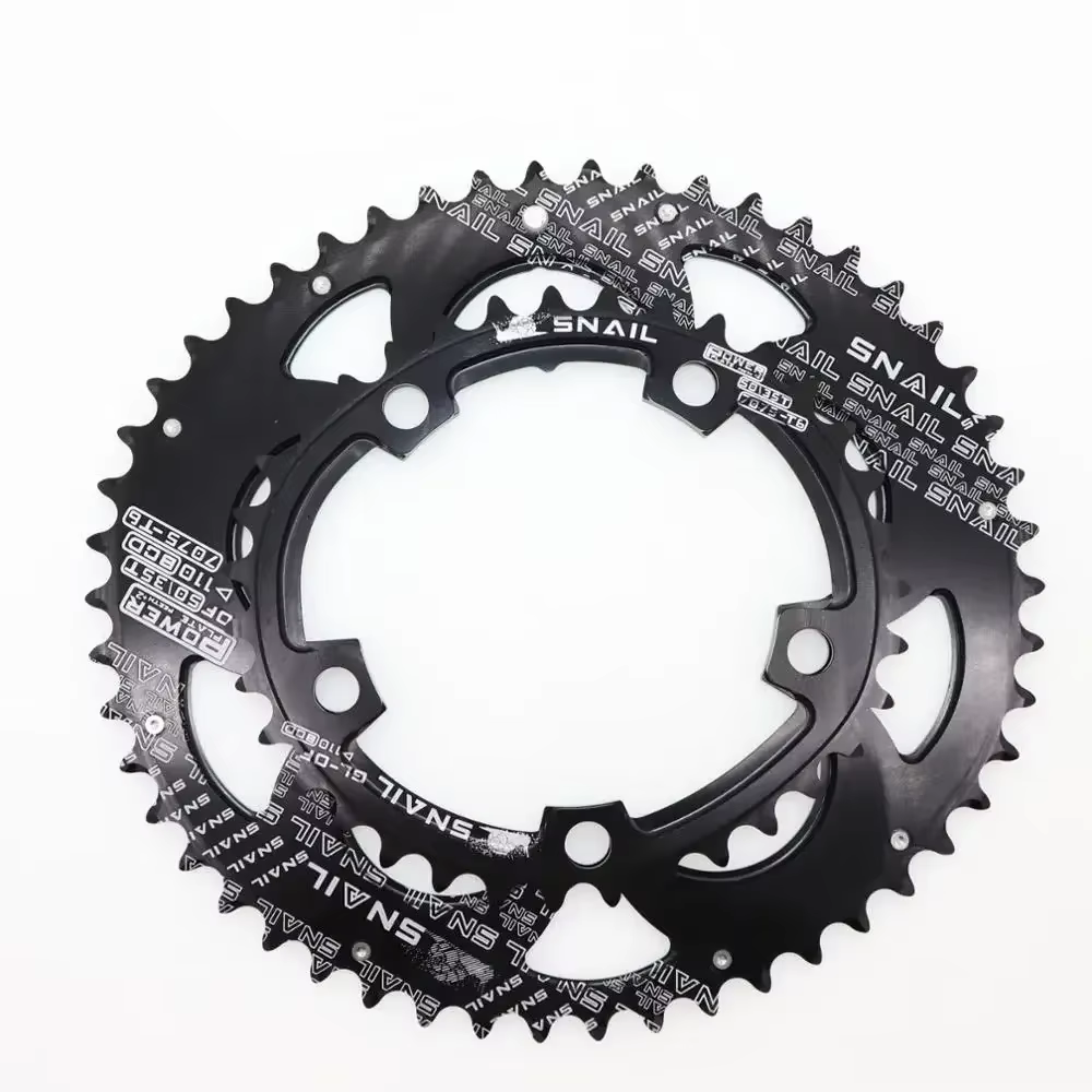 Plateau de pédalier double ovale/rond Snail 110BCD 2x pour vélo de route 50/34 52/36 53/39 54/40 compatible Shimano et SRAM 8 9 10 11 12 vitesses