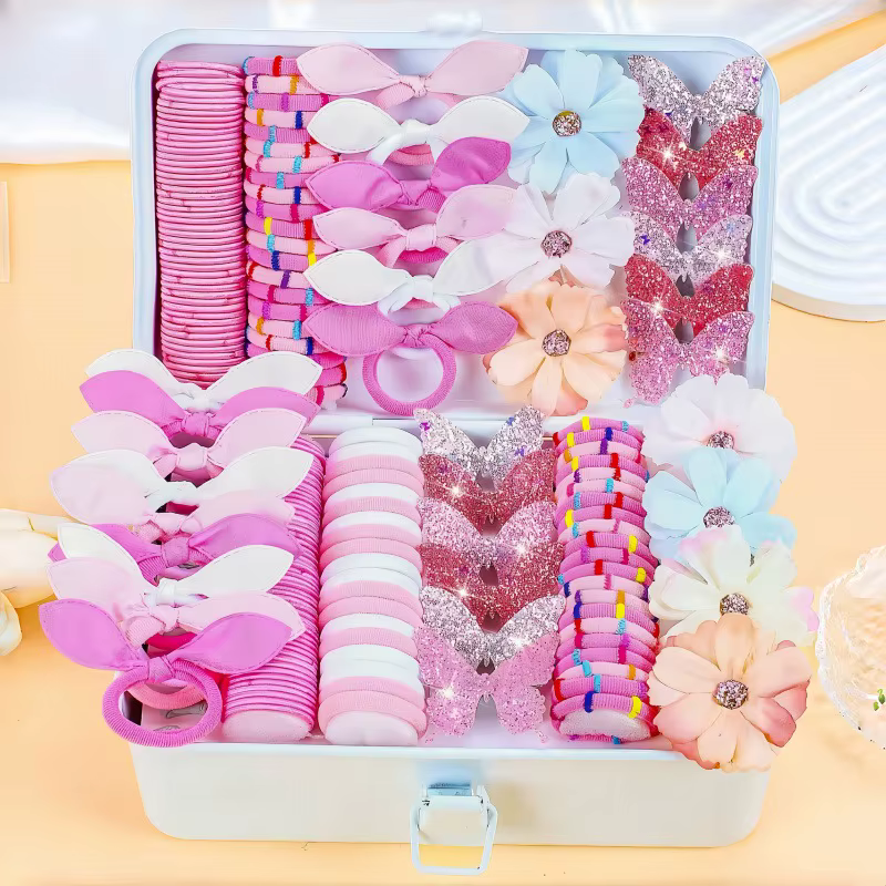 Ensemble d'accessoires pour la Saint-Valentin rose 190 pièces | Comprend un nœud, des fleurs et des motifs de fleurs artificielles | Parfait pour la Saint-Valentin.