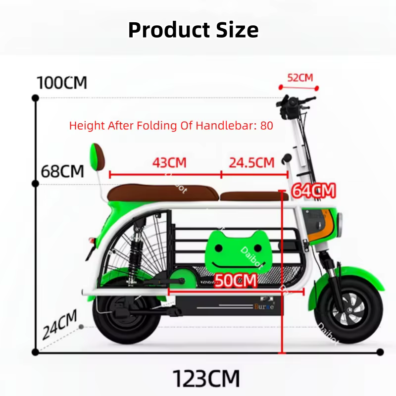 Mode adulte vélo électrique 2 places femmes ville pliant Mini 2 roues 350W famille