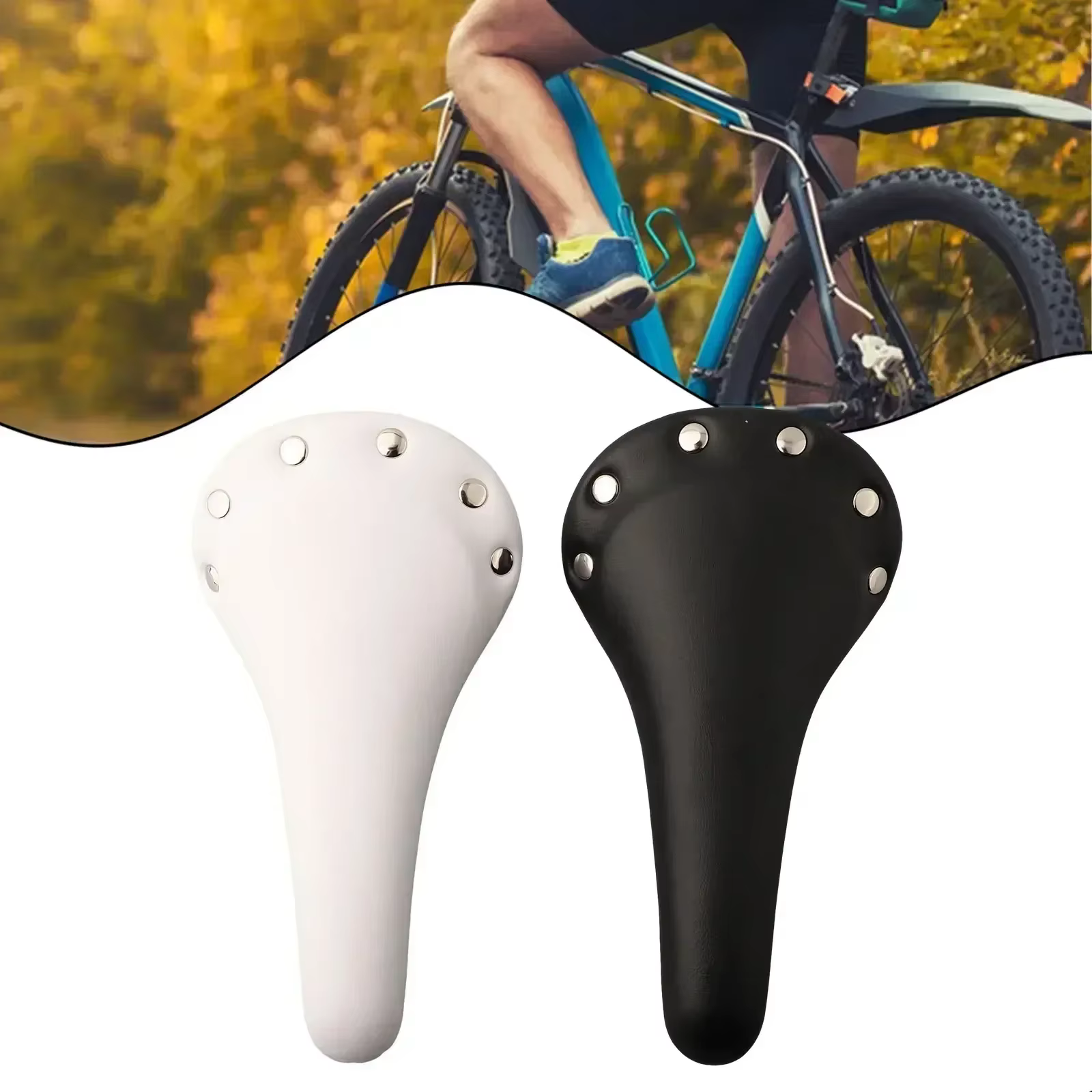Selle en cuir souple antichoc pour VTT