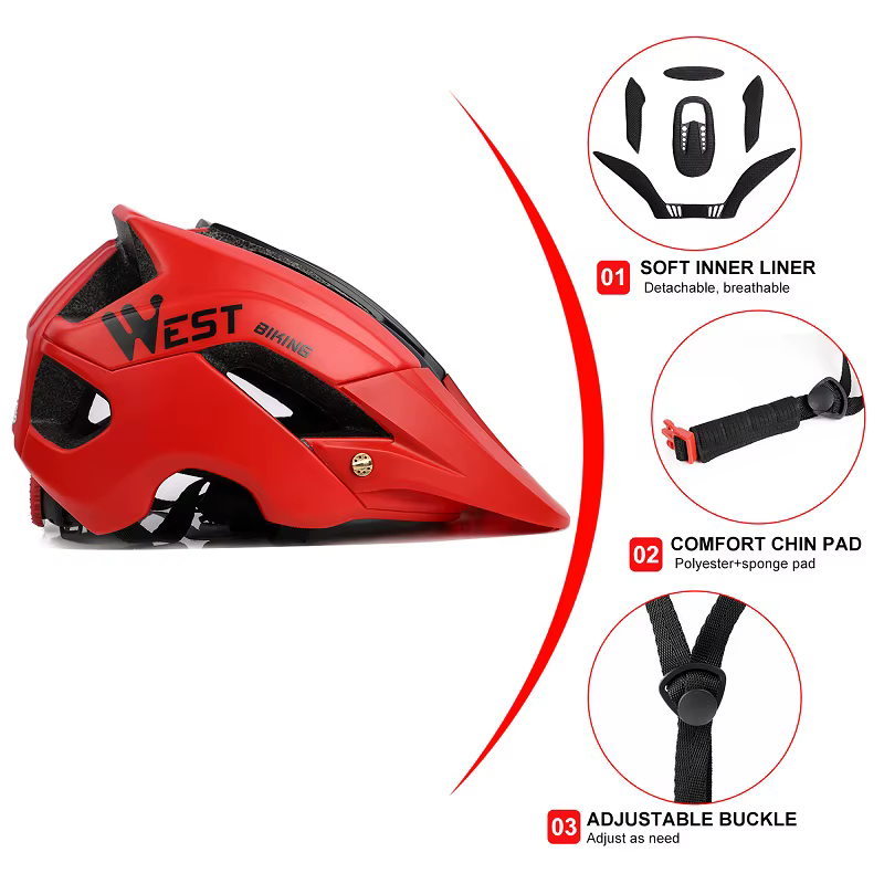 WEST BIKING – Casque de sécurité respirant et ultraléger pour VTT
