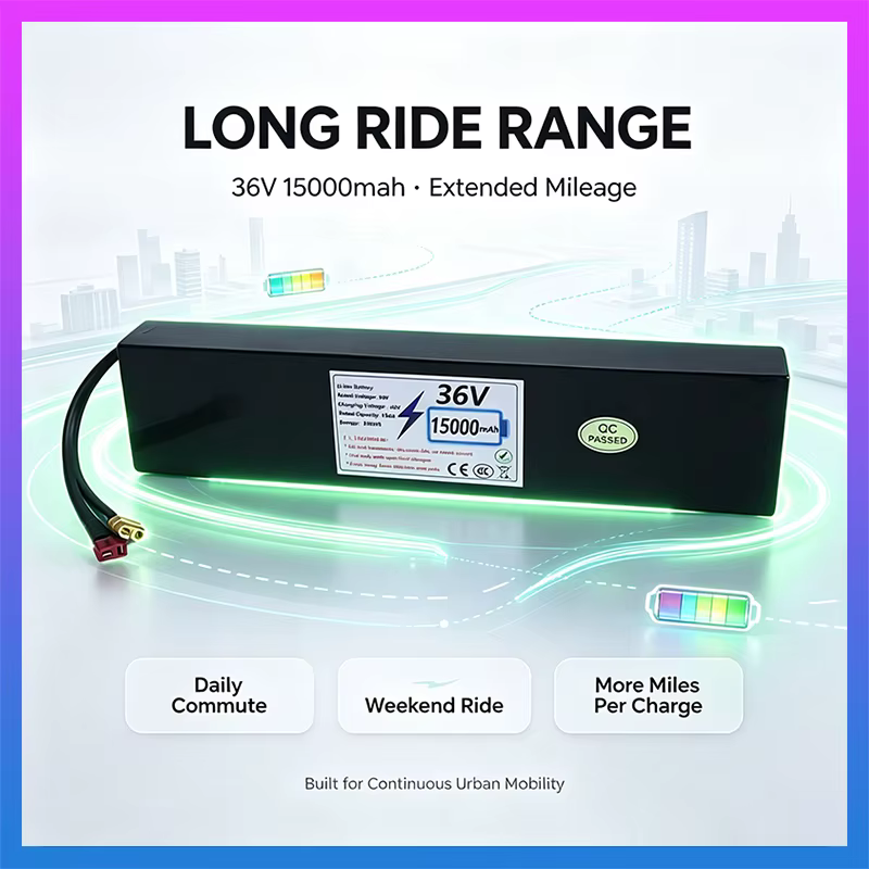 Batterie pour scooter électrique 10S4P 36V, batterie rechargeable haute capacité 15000mAh, longue durée de vie, Lithium-Ion 18650, BMS intégré
