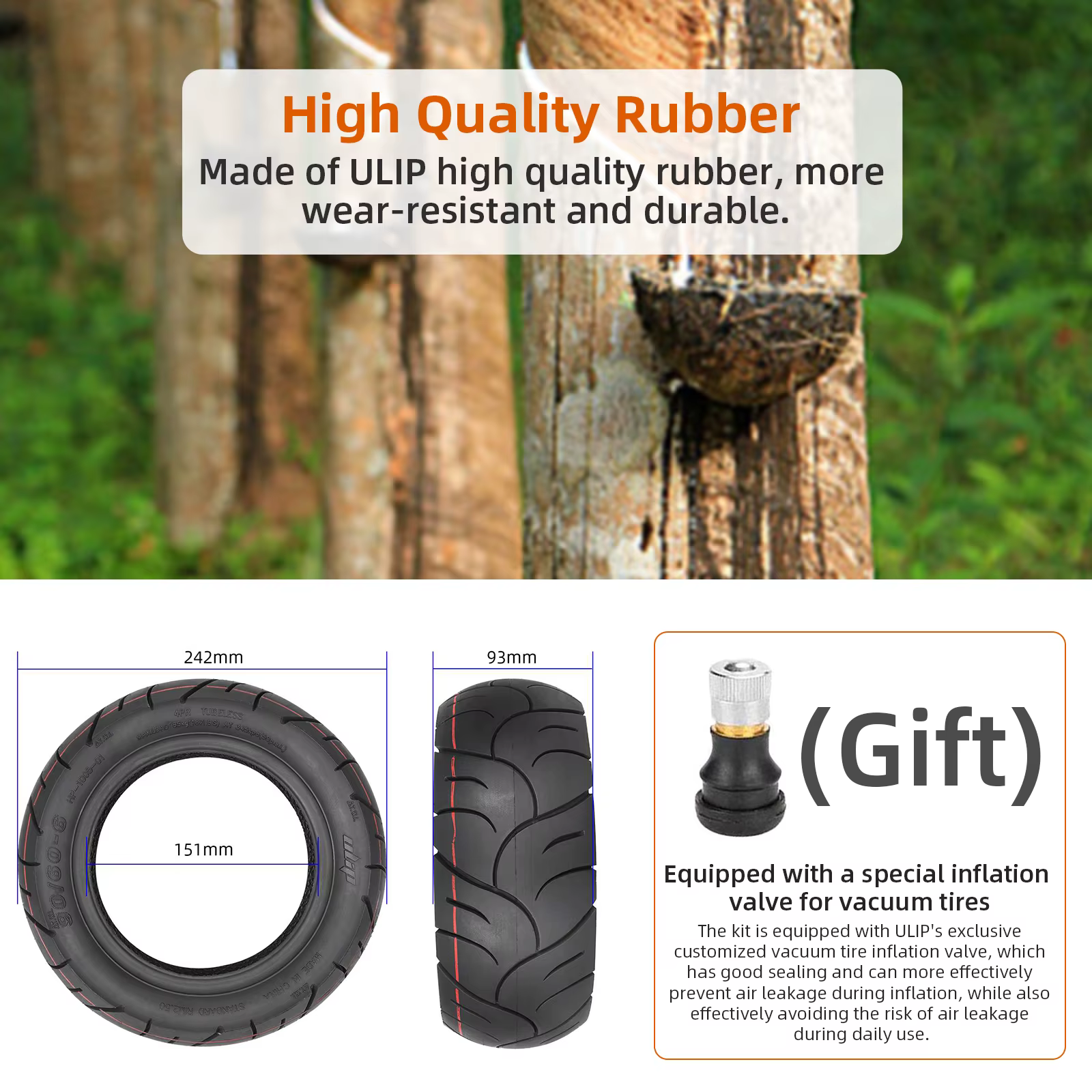 ULIP 90/60-6 pneu Tubeless pour Scooter électrique 11 pouces ville route