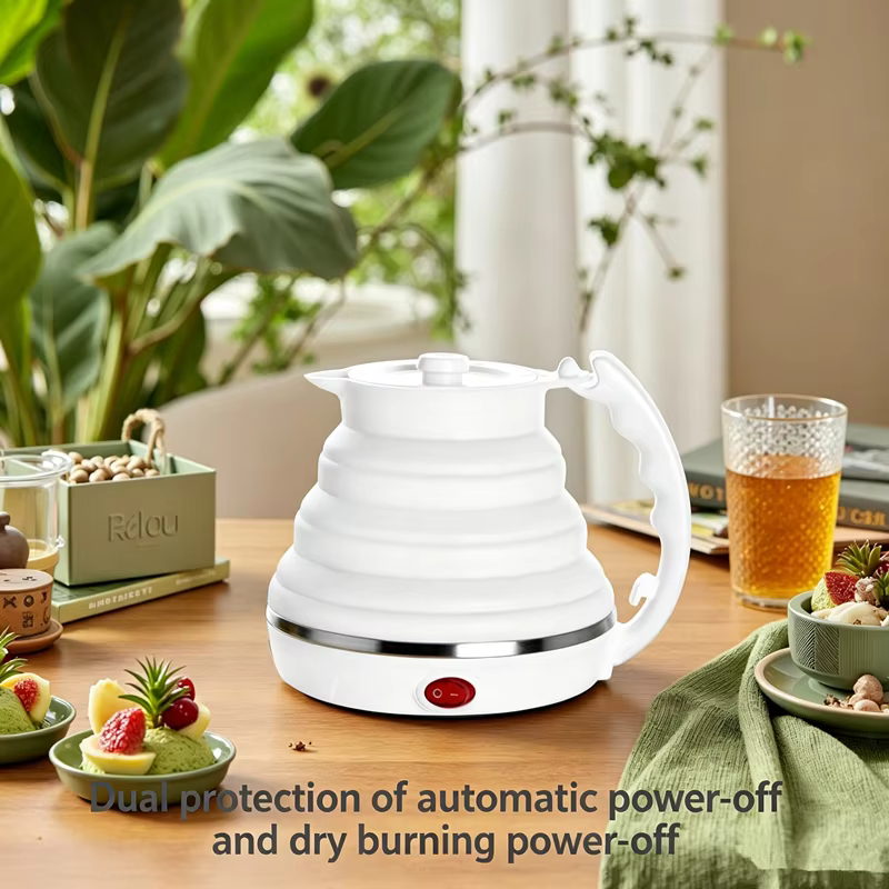 JFBONIN 555ml 220V Mini bouilloire électrique pliante Portable 700W chauffe-eau à Compression en Silicone pour une utilisation à la maison et en voyage facile